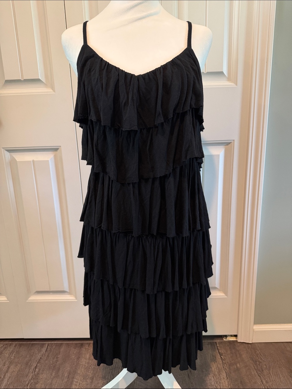 INC International Concepts Large Black Tiered Spaghetti Strap Dress
